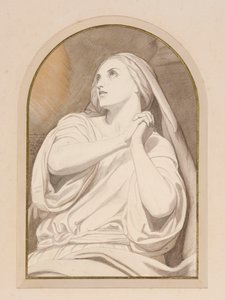 مريم المجدلية في حالة نشوة، حوالي عام 1858 (قلم رصاص، قلم تلوين، ألوان مائية، غسيل وحبر على ورق) بواسطة آري شيفر