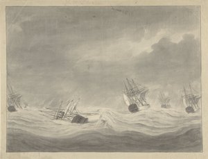 غرق السفينة De Unie تحت قيادة الكابتن Graaf van Welderen في بحر الشمال ، 19 أكتوبر 1782 بواسطة آري فان وانوم