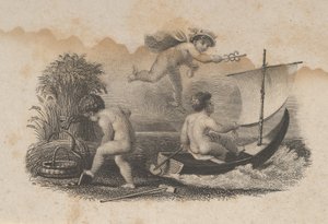 ورقة صغيرة من الأوراق النقدية مع ثلاثة معجون يرمز إلى التجارة والزراعة ، كاليفورنيا. 1824-37.