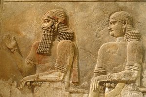 تفاصيل سرجون الثاني والحارس ، إغاثة من قصر الملك سرجون في خورساباد ، حوالي 716-713 قبل الميلاد بواسطة الآشورية