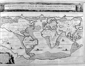 مخطط جغرافي للعالم بعد الطوفان ، 1675