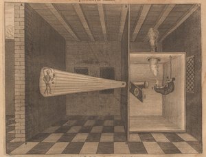 فانوس سحري يظهر الموت من آرس ماجنا لوسيس ، 1671.