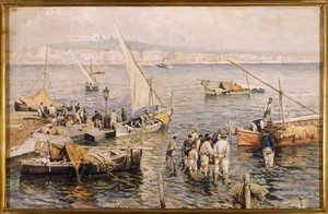 مارينا مع الصيادين (ألوان مائية)