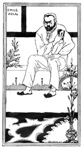 Emile Zola، 1893 88 @ Zola (1840-1902) كاتب وروائي فرنسي ؛ توضيح من مجلة "بال مول بدجت" ؛ بواسطة اوبري بيردسلي