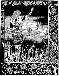 تم استصلاح Excalibur من قبل سيدة البحيرة ، 1893 بواسطة اوبري بيردسلي