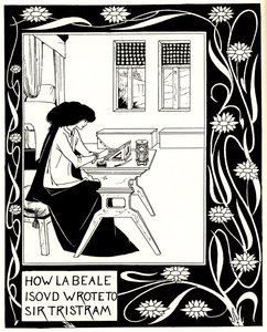 كيف كتب La Beale Isoud للسير تريسترام. رسم توضيحي لكتاب Le Morte dArthur بواسطة السير توماس بواسطة اوبري بيردسلي