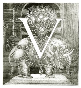 الحرف الأولي "V" إلى Volpone ، 1898 بواسطة اوبري بيردسلي