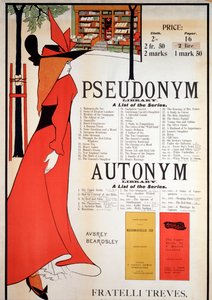 ملصق لـ "The Pseudonym and Autonym Libraries" (color litho بواسطة اوبري بيردسلي