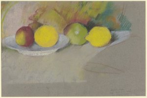 تفاح وليمون، حوالي 1909-10 (باستيل على ورق) بواسطة أغسطس ماكي