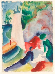 "نزهة على الشاطئ" (نزهة بعد الإبحار) لوحة مائية من August Macke (1887-1914) 1913 الحجم 17.6x12.2 سم ألبرتينا ، فيينا بواسطة أغسطس ماكي