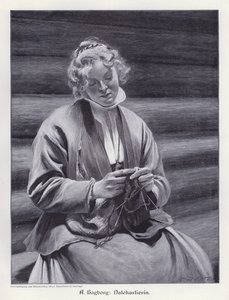 Portrait of a woman knitting (engraving) بواسطة أغسطس فيلهلم نيكولاوس هاجبورج