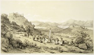 منظر عام لماكاو ، اللوحة 11 من "اسكتشات الصين" ، نقشها يوجين سيسيري (1813-90) 1842 (ليثو ملون)