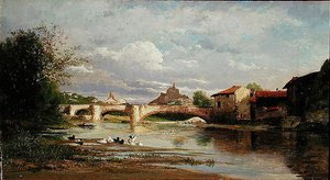 جسر مع البط ، 1872 بواسطة أوغست ألونجي