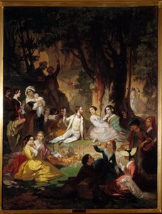 تذوق Champetre مشهد النزهة في المجتمع البرجوازي. لوحة بارتيليمي جلايزيس (1807-1893) 1850 مونبلييه ، متحف فابر
