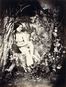 امرأة شبه عارية بين الأشجار ، من 1850 إلى 1860