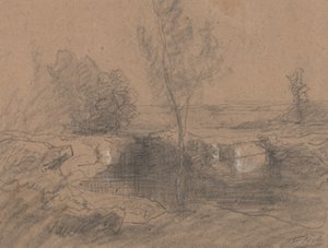 منظر طبيعي ، حوالي 1853-65 (قلم رصاص ويغسل على ورق)