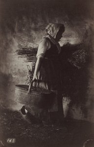 فلاحة تحمل سلة والتبن ، ج. 1870.