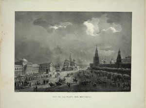 الصفوف التجارية العليا في الميدان الأحمر في موسكو ، ج. 1830 بواسطة أوغست جان بابتيست أنطوان كادول