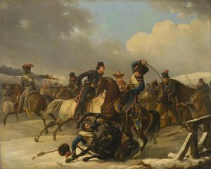 تابع القوزاق الجنود الفرنسيين المنسحبين ، 1812 ، 1827 بواسطة أوغست جوزيف ديسارود