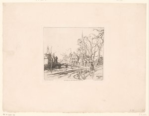 منظر للجسر في Begijnhof في بروج Le pont du Beguinage à Bruges (العنوان على الكائن) بواسطة أوغست ليبير