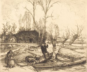 في مستنقع Deluged - The Shepherd Au marais inonde - Le berger ، 1911. بواسطة أوغست ليبير
