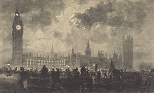 البرلمان الساعة 9 مساءً - برلمان لندن الساعة 9 مساءً - لندن ، 1890. بواسطة أوغست ليبير