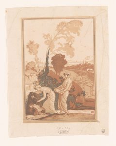 الموسيقى والشعر يساعدان الفنان La Musique et la Poesie secourant les Artistes بواسطة أوغست ليبير (توقيع الفنان)