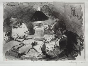 حول المصباح ، 1891. بواسطة أوغست لويس ليبيري