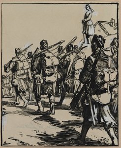 معركة الحدود: مجموعة الجنود البريطانيين ، 1914. بواسطة أوغست لويس ليبيري