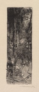 غابة فونتينبلو: قطع أشجار الصنوبر بواسطة A. Desmoulins ، نُشرت في Revue Illustrée