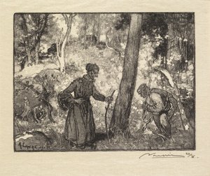 غابة Fontainebleau: صيادو الفطر في Rocher Bernard La Forêt de Fontainebleau ... ، 1890. بواسطة أوغست لويس ليبيري