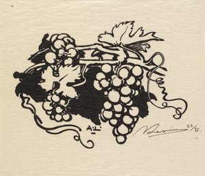 غابة Fontainebleau: Tailpiece ، Grapes La Forêt de Fontainebleau: Cul-de-Lampe ، 1890. بواسطة أوغست لويس ليبيري