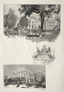 Rouen Illustré: La Musée، Fontaine St. Marie، Le Théâtre des Arts، 1896. بواسطة أوغست لويس ليبيري