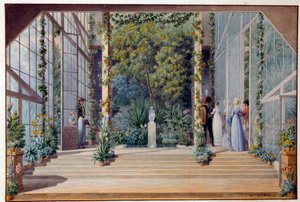 زيارة إلى الدفيئة الدافئة لقلعة Malmaison Aquarelle بواسطة Auguste Garneray (1785-1824) 1823 Sun. 0،16 × 0،24 م مالميزون ، متحف القصر