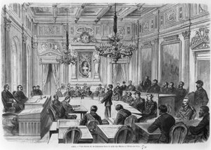 أعضاء الكومونة في جلسة في فندق دي فيل ، Salle des Maires ، باريس ، 1871