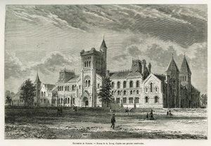 جامعة تورنتو ، رسمها أ. ديروي ، لتوضيح قصة رحلة إلى كندا والنهر الأحمر الشمالي عام 1873 بواسطة إتش دي لاموت. نقش في Le Tour du monde