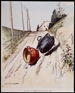القدر الفخاري والإناء الحديدي - في "" Les Fables de La Fontaine "" ، سوء. بواسطة Auguste Vimar (1851-1916) ، جولات ، في A ، Mame & Fils
