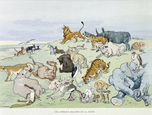 الحيوانات المريضة بالطاعون - في "" Les Fables de la Fontaine "" ، سوء. بواسطة Auguste Vimar (1851-1916) ، جولات ، في A ، Mame & Fils