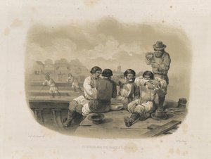 بناة على متن قارب من: بناء كاتدرائية القديس إسحاق ، 1845 بواسطة أوغست دي مونتفيران