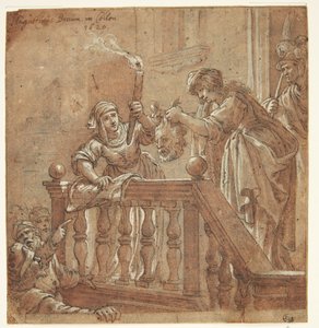 تعرض جوديث رأس Holofernes المقطوع للشعب بواسطة أوغسطين براون