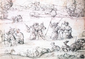 الصيد في المطر ، c1513-1553 بواسطة أوغسطين هيرشفوغل