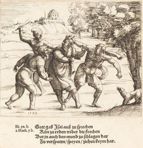 يقبل إشعياء الاستهزاء بسبب إيمانه ، 1549. بواسطة أوغسطين هيرشفوغل