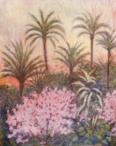 بستان نخيل في مورسيا (ليثو ملون) بواسطة أوغسطين فيتزجيرالد