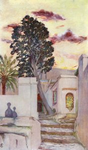 مدخل مسجد سيدي عبد الرحمن (صورة ليثوغرافية ملونة) بواسطة أوغسطين فيتزجيرالد