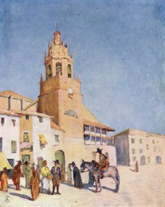 روندا، مشهد في الساحة (طباعة حجرية ملونة) بواسطة أوغسطين فيتزجيرالد