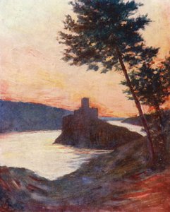 قلعة أموريل على نهر تاغوس، البرتغال (طباعة حجرية ملونة) بواسطة أوغسطين فيتزجيرالد