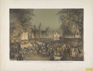 ذكرى الأمسية الاحتفالية ليوم 19 يونيو 1856. في Nieuwe Baan (العنوان على القطعة) بواسطة بي بلومرز (Steendrukkerij van)