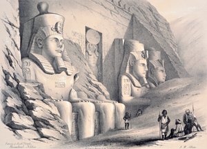 خارج المعبد الجنوبي ، إبسامبول ، النوبة ، c1850