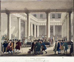 بورصة الذرة ، لندن ، 1808 بواسطة أوغسطس تشارلز بوجين ، توماس رولاندسون
