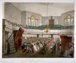 Magdalen Chapel، St George's Fields، Southwark، London، 1809 بواسطة أوغسطس تشارلز بوجين ، توماس رولاندسون
